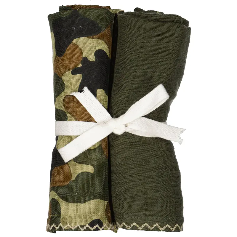 2-pack Mousseline Doeken Groen/Camo (70x70 cm)