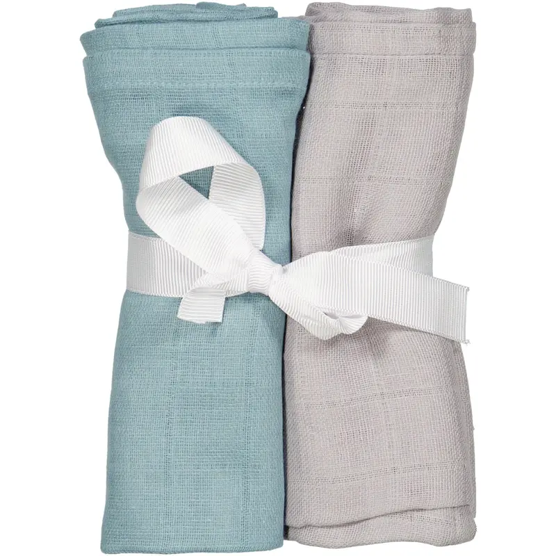 2-pack Mousseline Doeken Mint/Grijs (70x70 cm)