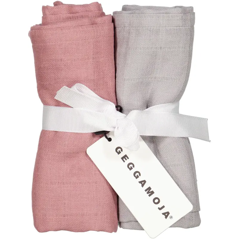 2-pack Mousseline Doeken Zacht Roze/Grijs (70x70 cm)