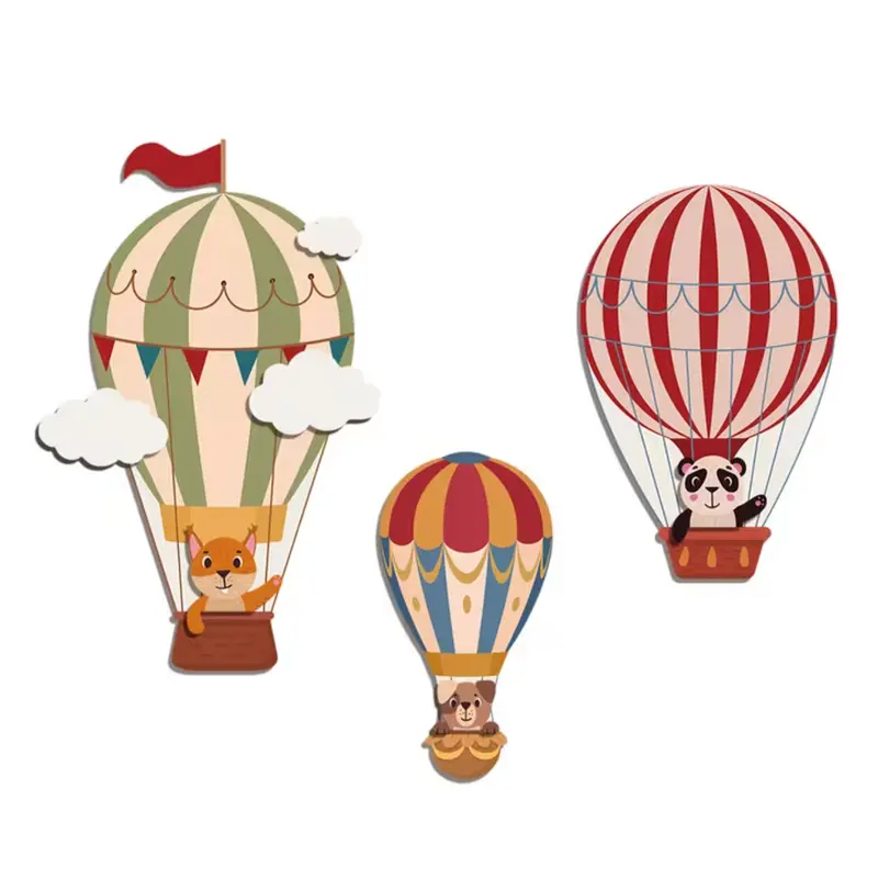 3 Houten Ballonnen met Dieren