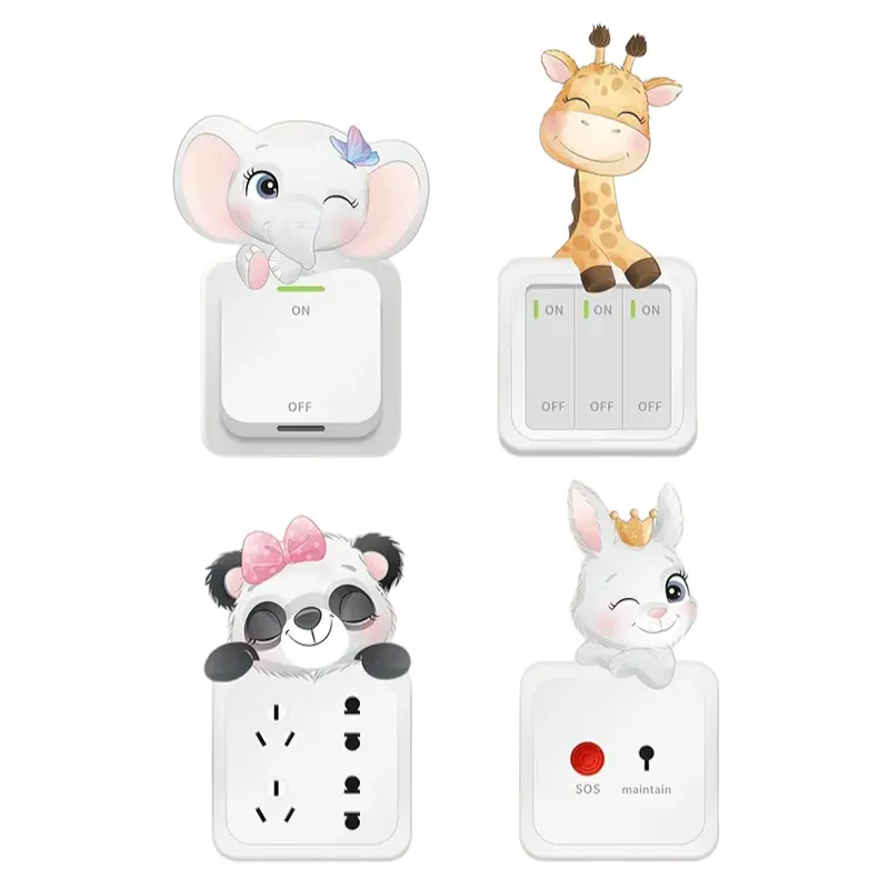 4 stuks Lichtknop Stickers 'Dieren'