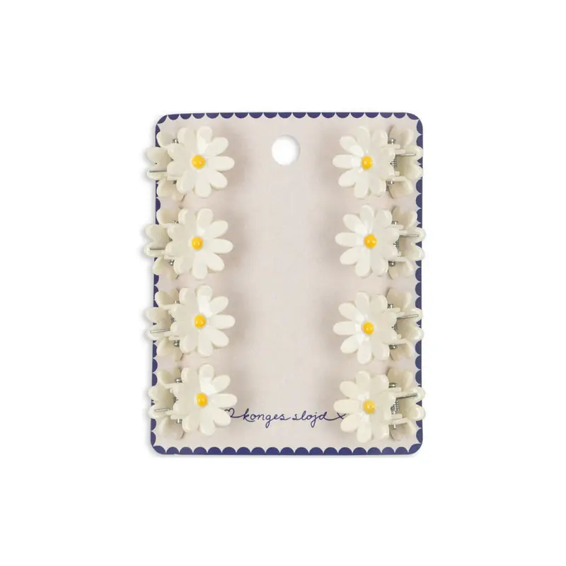 6 Pack Mini Hair Claws - Daisy - Kleine Haarspeldjes - Bloemtjes - Konges Sløjd