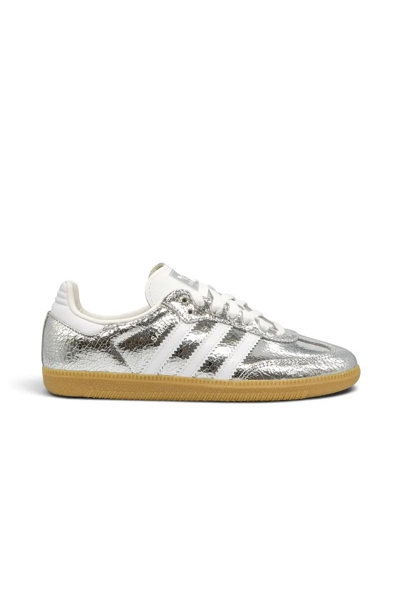 Adidas Samba OG Silver Metallic Cracked Leather (Women's)