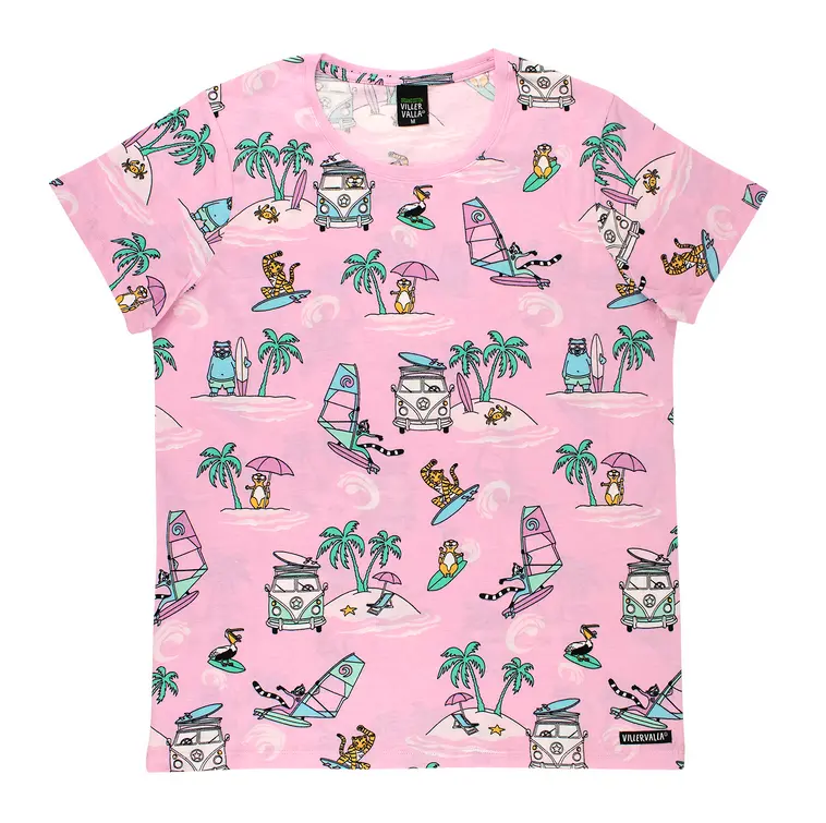 Adult T-shirt Surf Raspberry S t/m XL - Villervalla