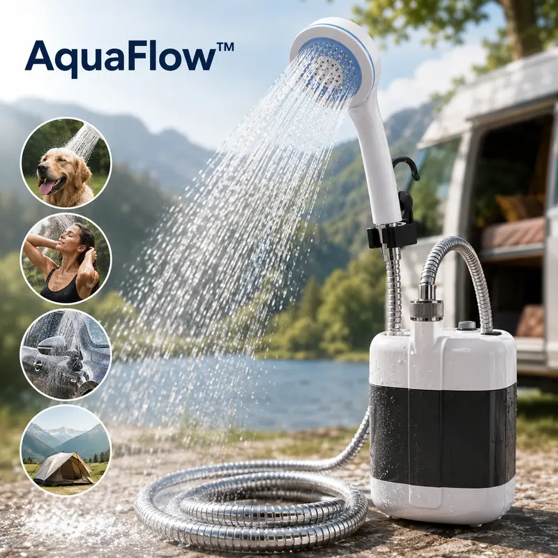 AquaFlow™ | Draagbare Douchepomp — Elke Emmer een Douche in 10 Seconden
