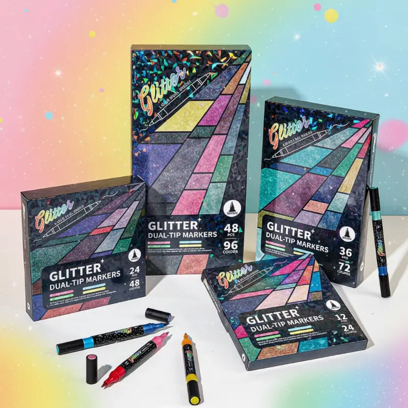 ArtShine – Colorful & Sparkling – Double-Sided Glitter & Glow-in-the-Dark Marker Set