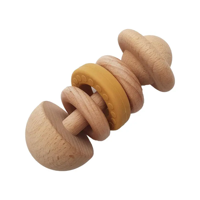 Baby Wooden Rattle Ochre