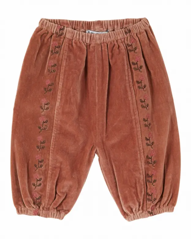 Babybroek Sarouel Velours Brodé - Katoen - Acajou - Émile et Ida
