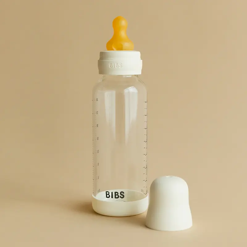 Babyfles van glas - Latex/Natuurrubber - Ivory - 120 ml of 240 ml - BIBS