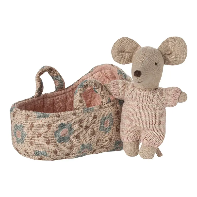 Babymuis in reiswieg - Roze