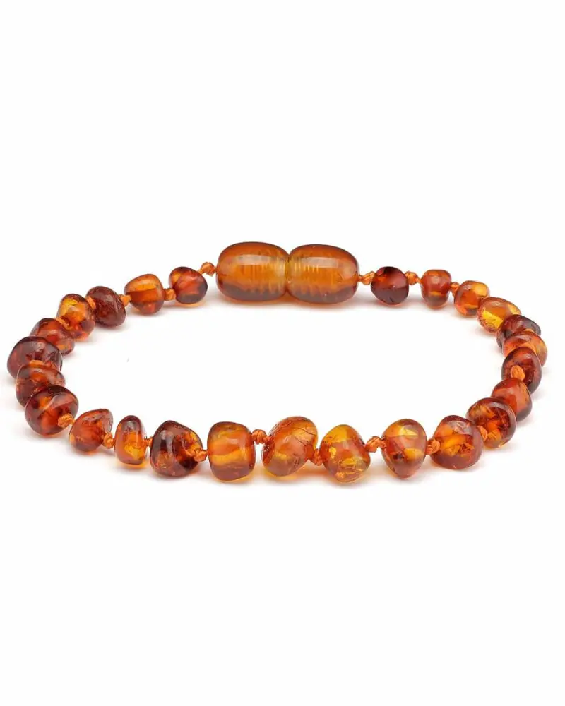 Barnsteen armband 14 cm cognac