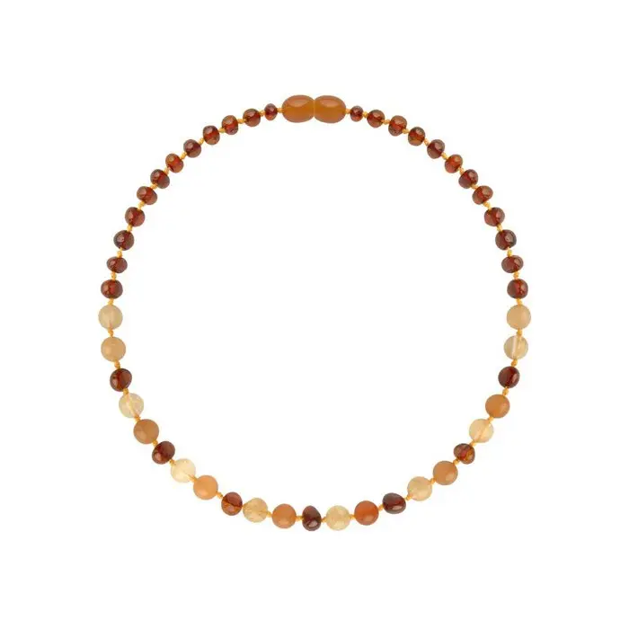 Barnsteen ketting 32 cm cognac en aventurijn