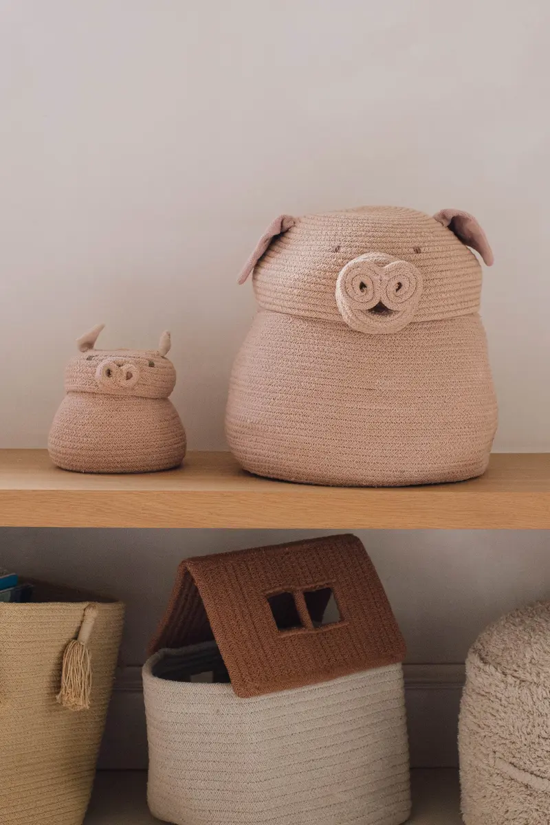Basket Mini Peggy the Pig – Mini opbergmand varken – Pink – Ø 17 × 15 cm – Lorena Canals