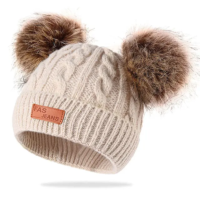 Beanie Muts met Pompons (6 kleuren)