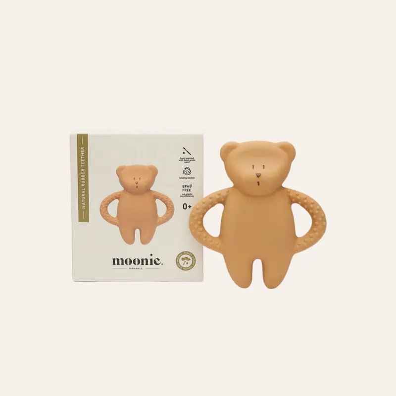 Bijtspeeltje Beer - Teether Bear Cappuccino natur - Natuurrubber - Moonie