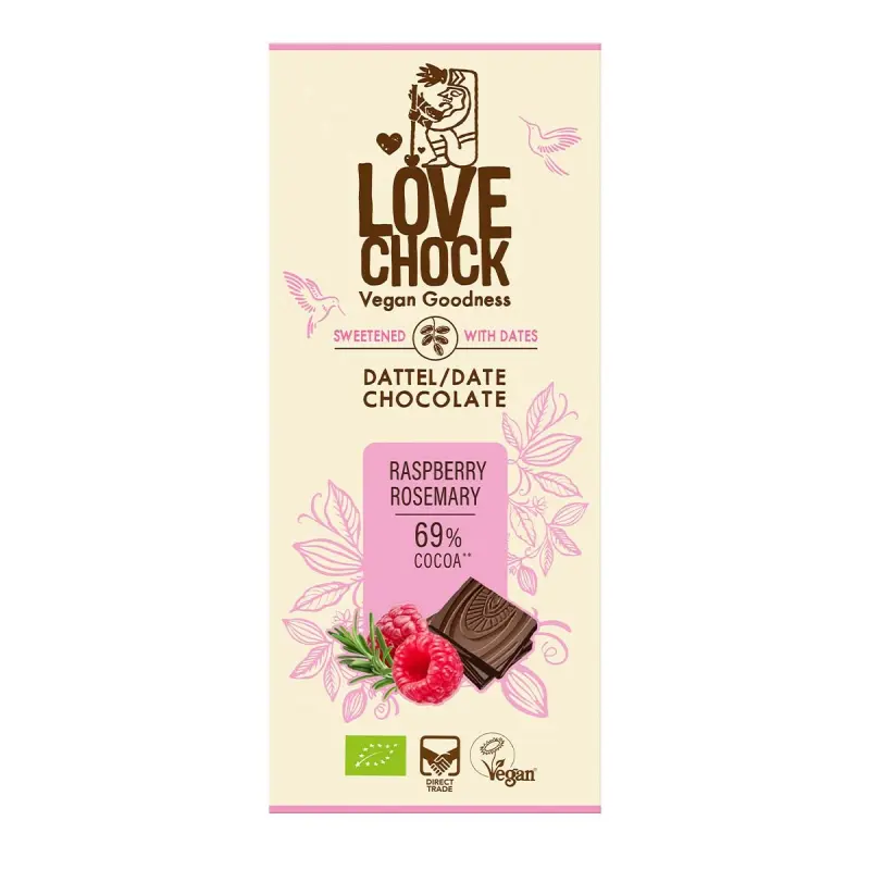 Bio Chocolade Tablet Framboos & Rozemarijn - Lovechock