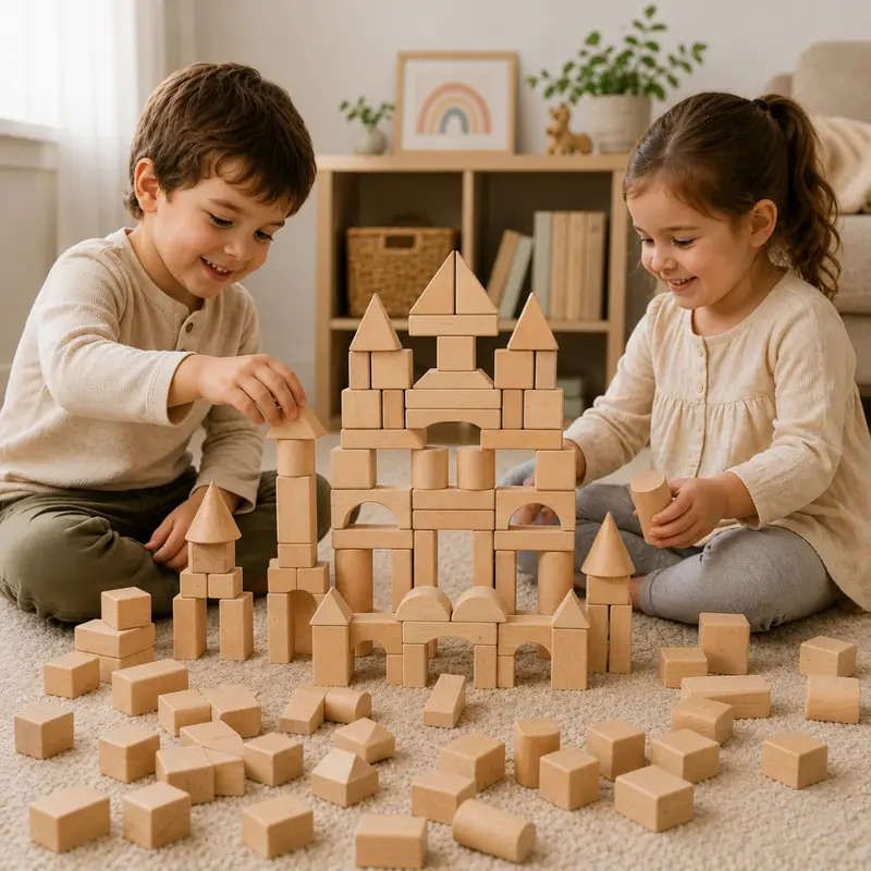 BlockyFun – Creative & Educational – 100-Piece Wooden Building Blocks Set