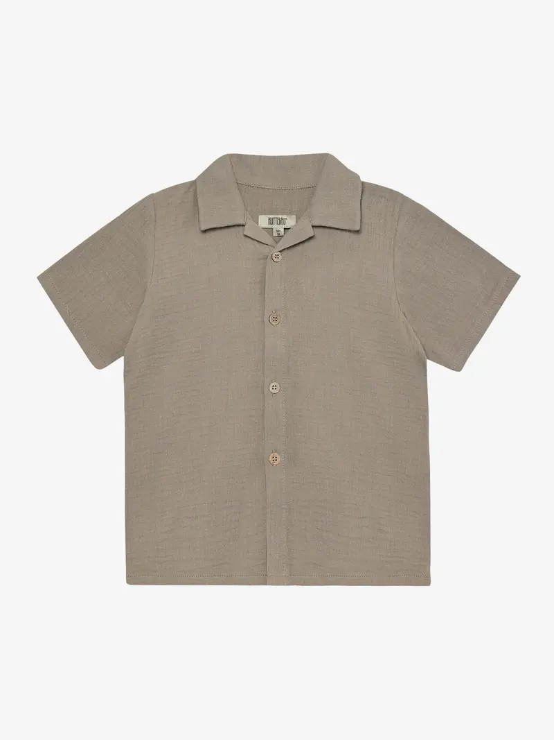 Blouse korte mouw - Biologisch katoen/mousseline - Bruin/Moon Rock - Huttelihut