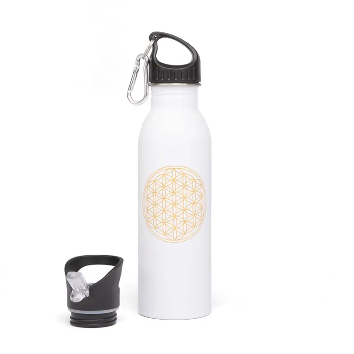 Bodhi Drinkfles RVS "Flower of Life" White 700 ml - Bodynova