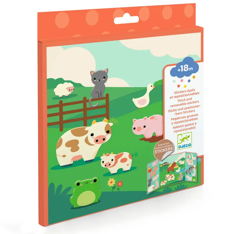 Boerderijdieren Herpositioneerbare Stickers | Djeco