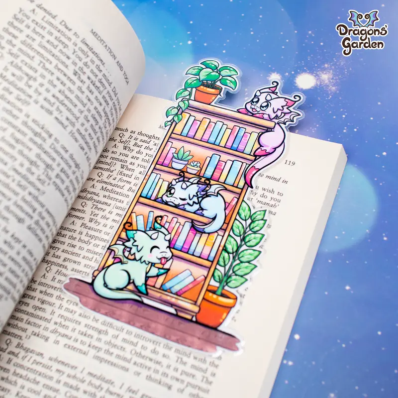 Bookcase Dragons | Handmade Laminated Bookmark