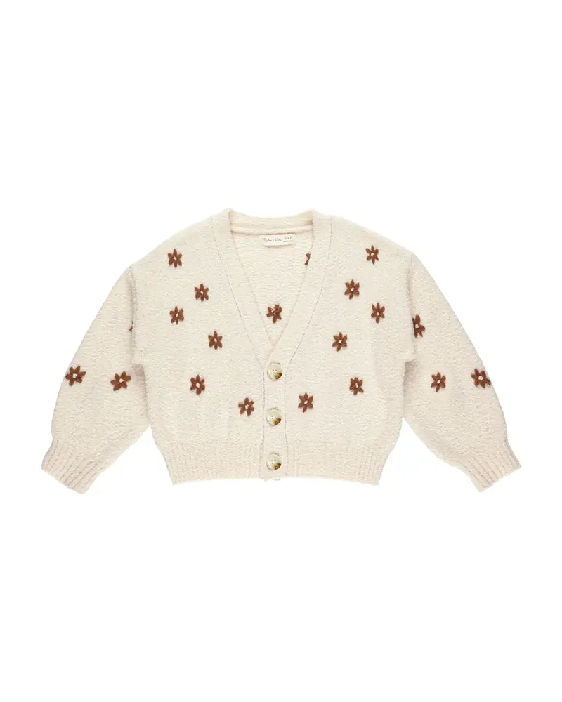 Boxy crop cardigan flowers Rylee & Cru