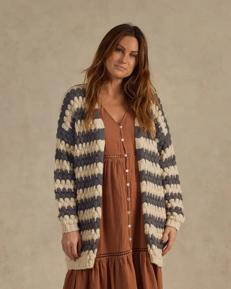 Bubble knit cardigan slate stripe Rylee & Cru (ook in kindermaat beschikbaar)
