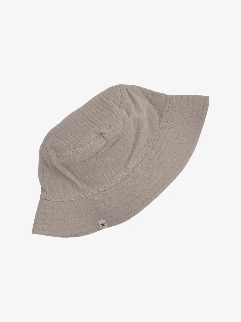 Bucket hat - Zonnehoedje - Biologisch katoen/mousseline - Bruin/Moon Rock - Huttelihut