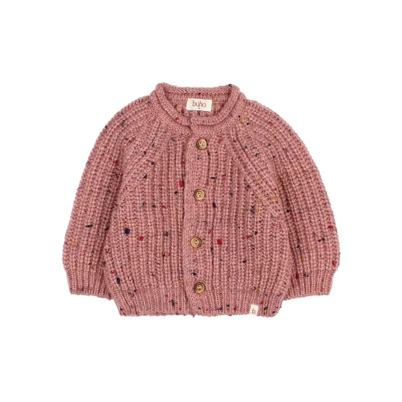 Búho baby botonato cardigan peony