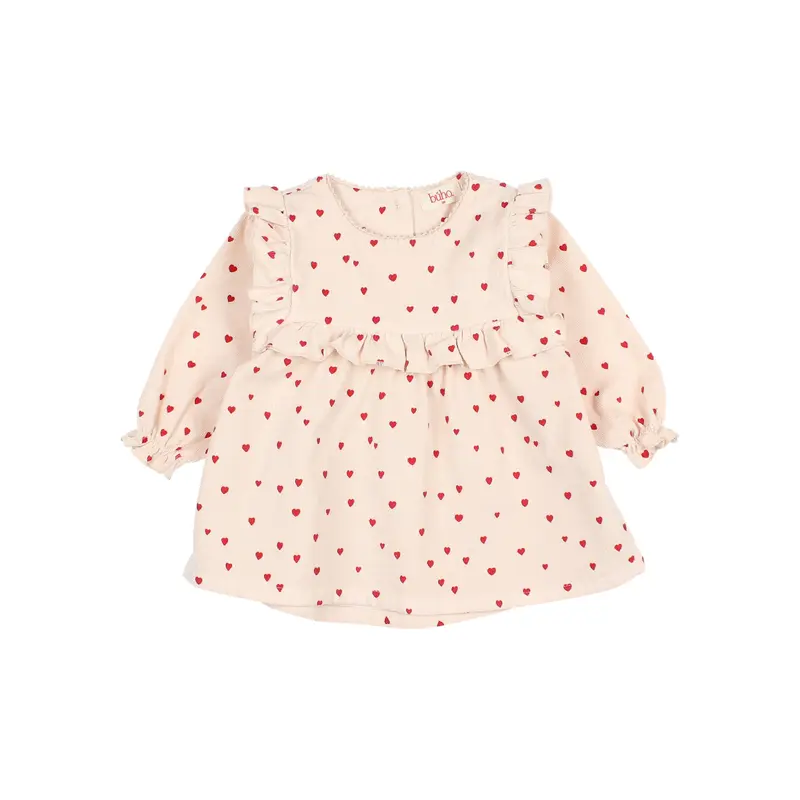 Búho baby mini cuore dress cream pink