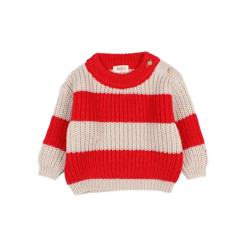 Búho baby stripes jumper poppy red