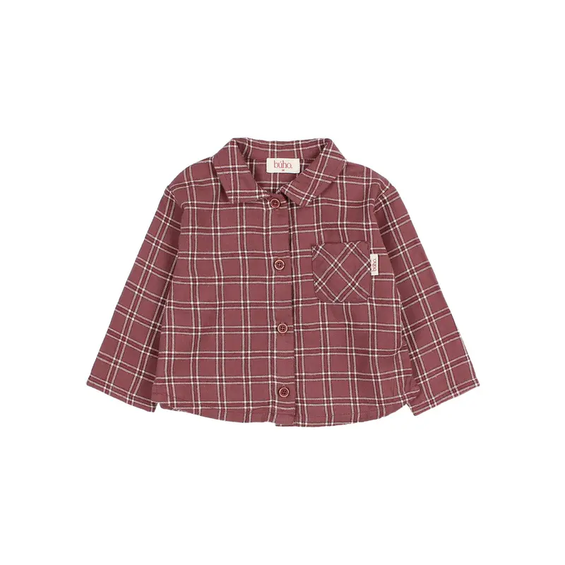 Búho baby tartan shirt pomegranate