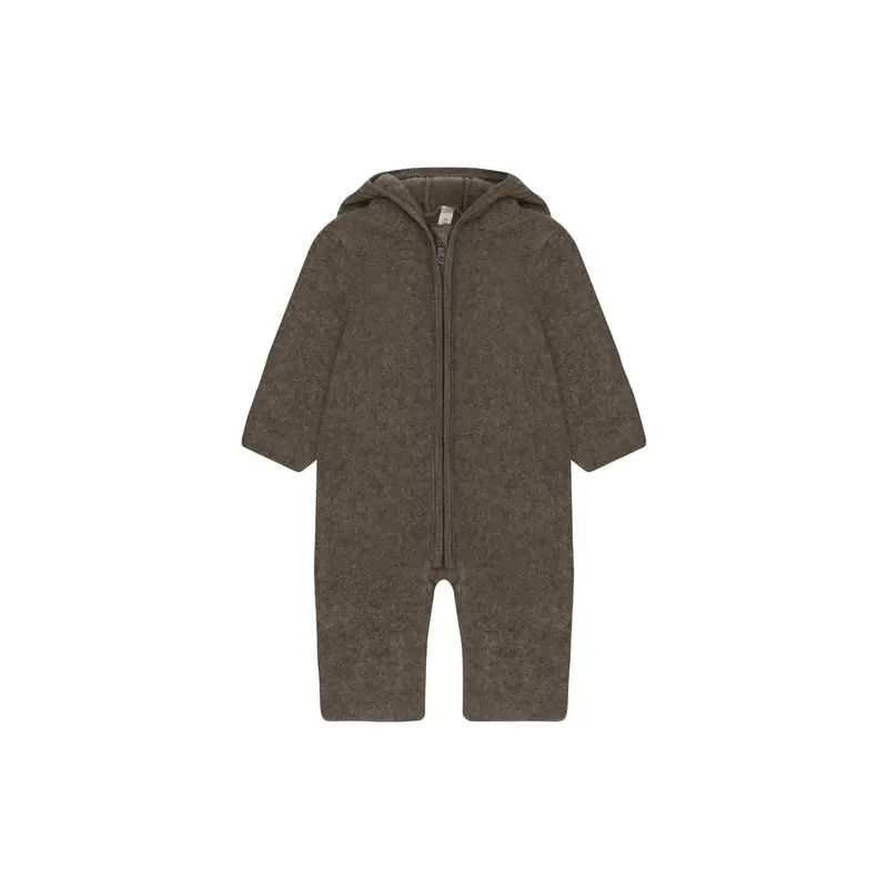Buitenpak met berenoren - Merino wol fleece - Brown Melange - HUTTEliHUT
