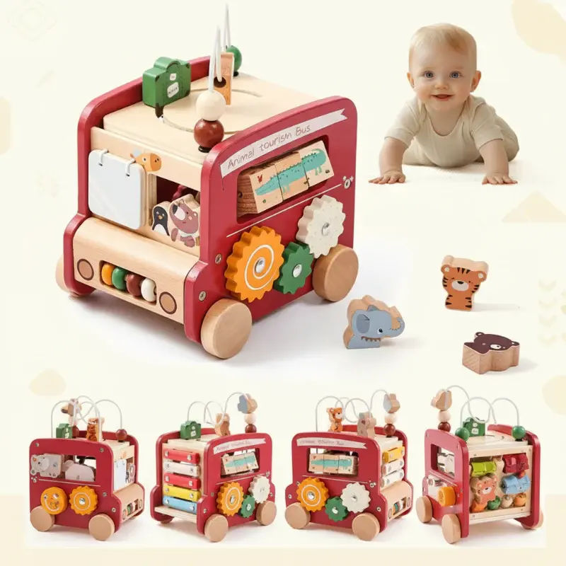 BusyRide – Educational & Versatile – Wooden Montessori Activity Bus