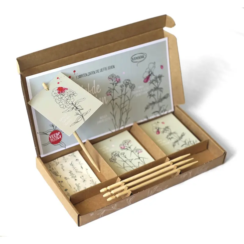 Cadeaudoosje Liefde zaaien 3 x bloemzadensoorten - Veer&Moon