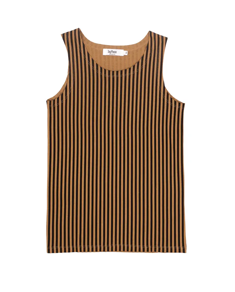 Camel & black stripes shirt SayPlease