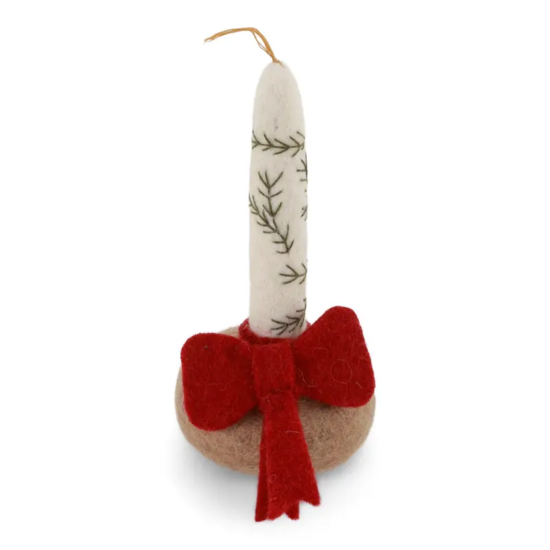 Candle in Holder w Red Bow – Gry & Sif