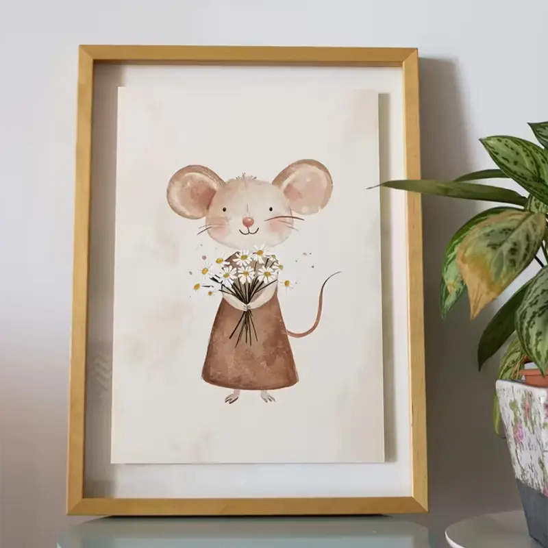Canvas 'Muis met Boeket'