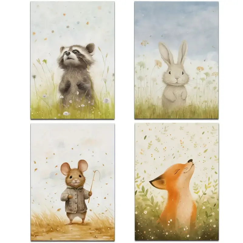 Canvas Posters 'Aquarel Dieren'