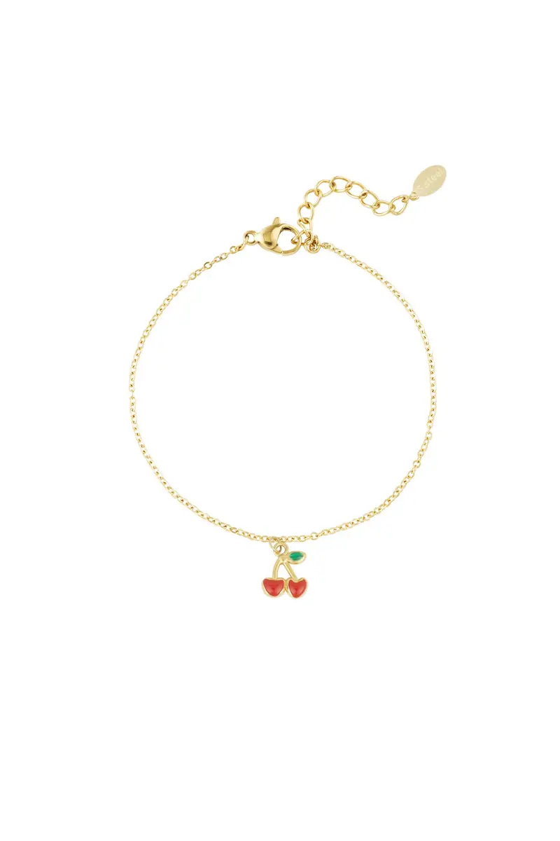 Cherry on Top – Goudkleurig Armbandje met Kersenbedel