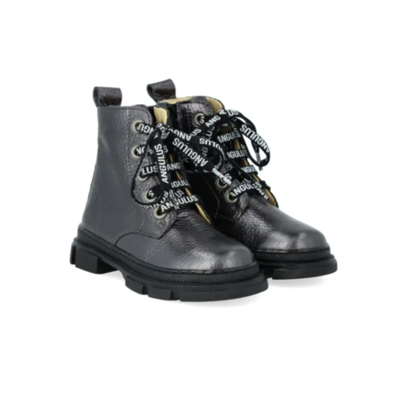 Chunky veterlaars - Leer - Glans zwart - Angulus