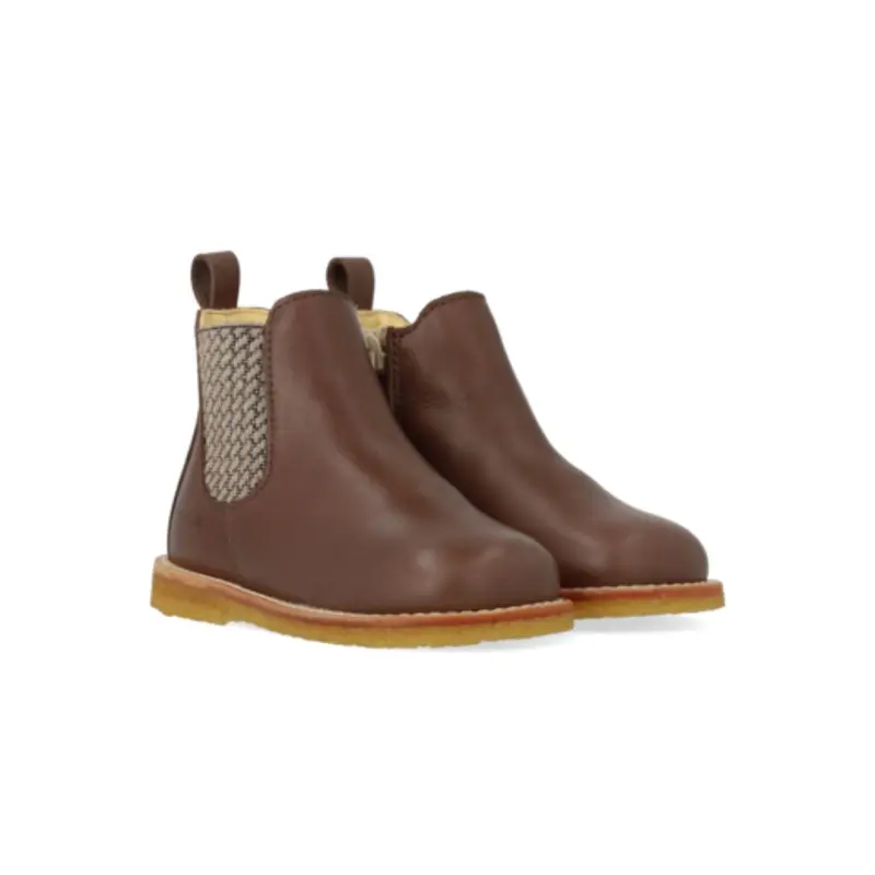 Classic chelsea laars - Leer - Donker taupe/check - Leer - Angulus