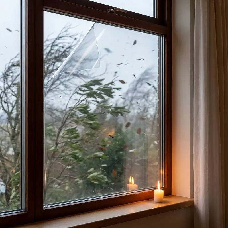 ClearShield™ Zelfklevende Raamisolatiefolie – Transparant & Winddicht