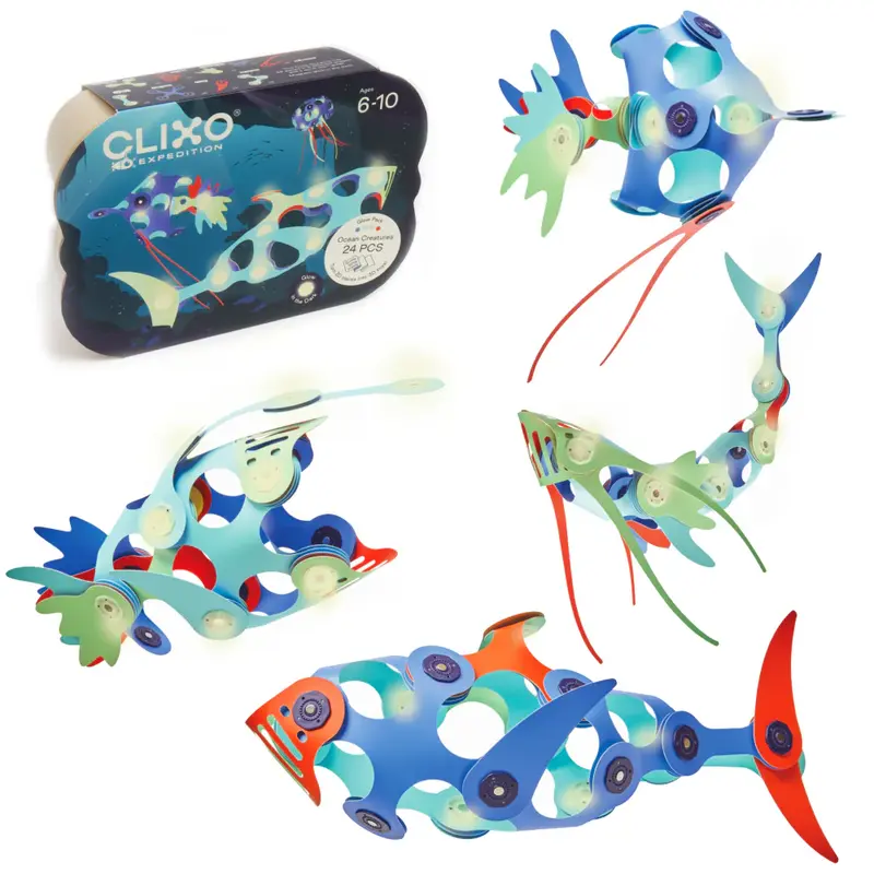 Clixo Ocean Pack | Glow in the Dark Magneetbouwset 6+