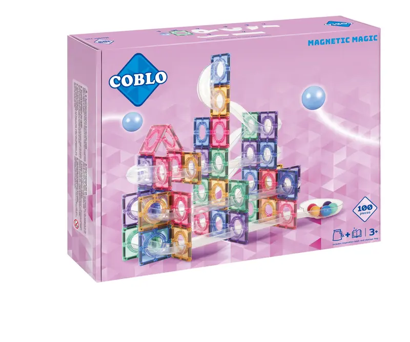 Coblo Knikkerbaan Pastel- 100 magnetische tegels