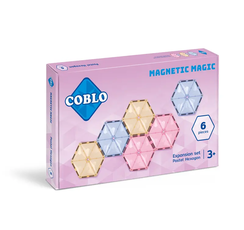 Coblo Pastel Zeshoek (hexagon) – 6 magnetische tegels
