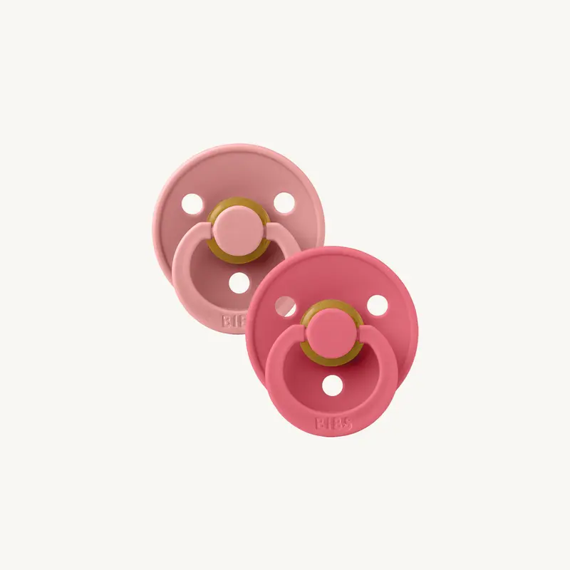 Colour fopspenen 2-pack - Dusty Pink/Coral - Anatomisch - Natuurlijk rubberlatex - BIBS