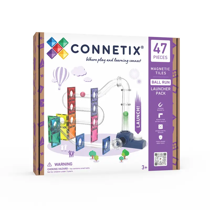 Connetix Ball Run Launcher Knikkerbaan Pack - 47 magnetische tegels