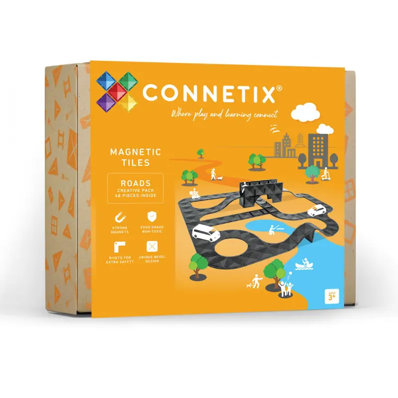 Connetix Creative Roads Wegen Pack - 48 magnetische tegels
