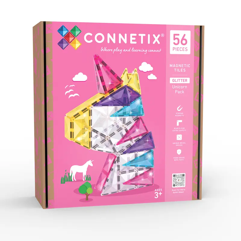 Connetix Glitter Unicorn Eenhoorn Pack - 56 magnetische tegels